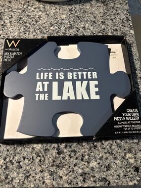 'Life Is Better At The Lake' Navy Puzzle Wall Decor